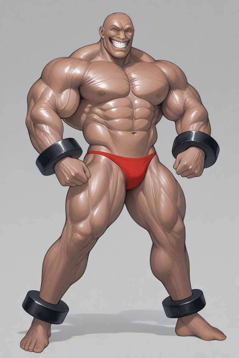 adon_samson,  hyper_muscular_male,  flexing grin on Tensor.Art