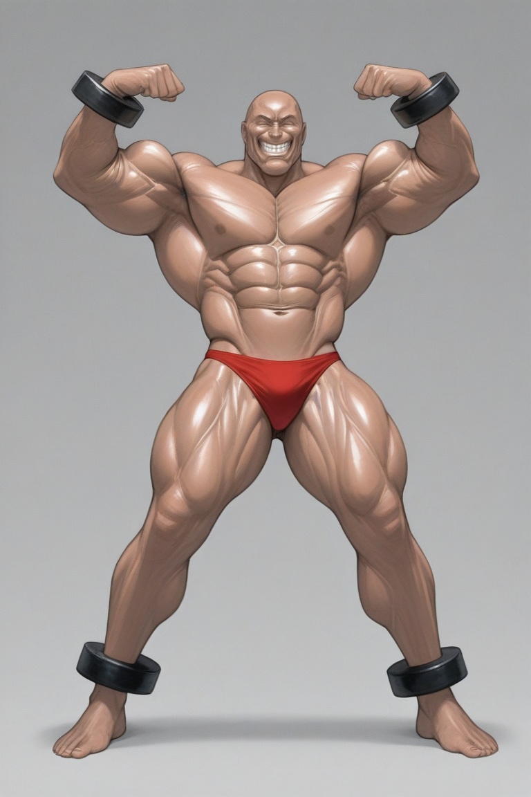 adon_samson,  hyper_muscular_male,  flexing grin on Tensor.Art