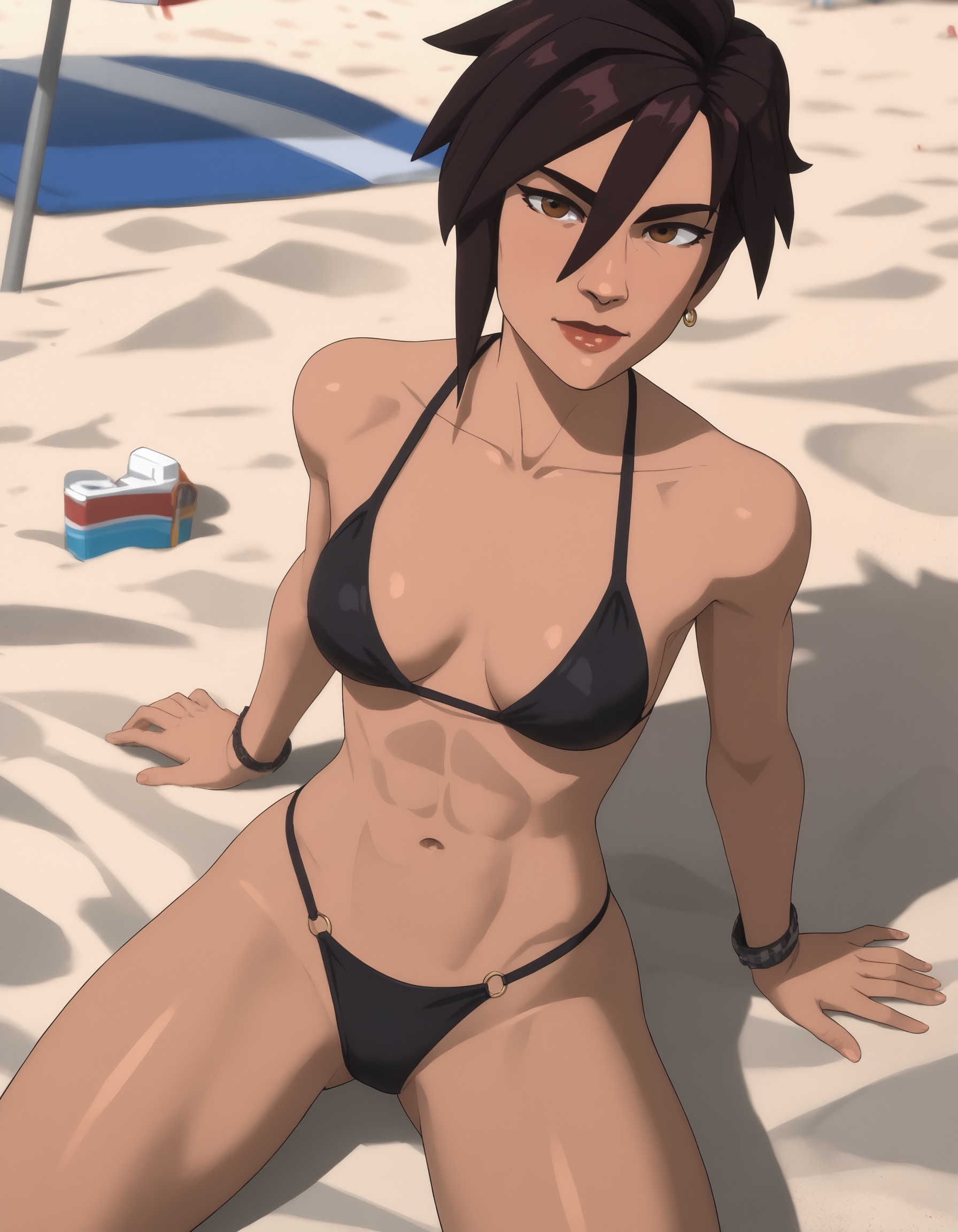 dispatch_investigal,  at the beach,  wearing a bikini on Tensor.Art