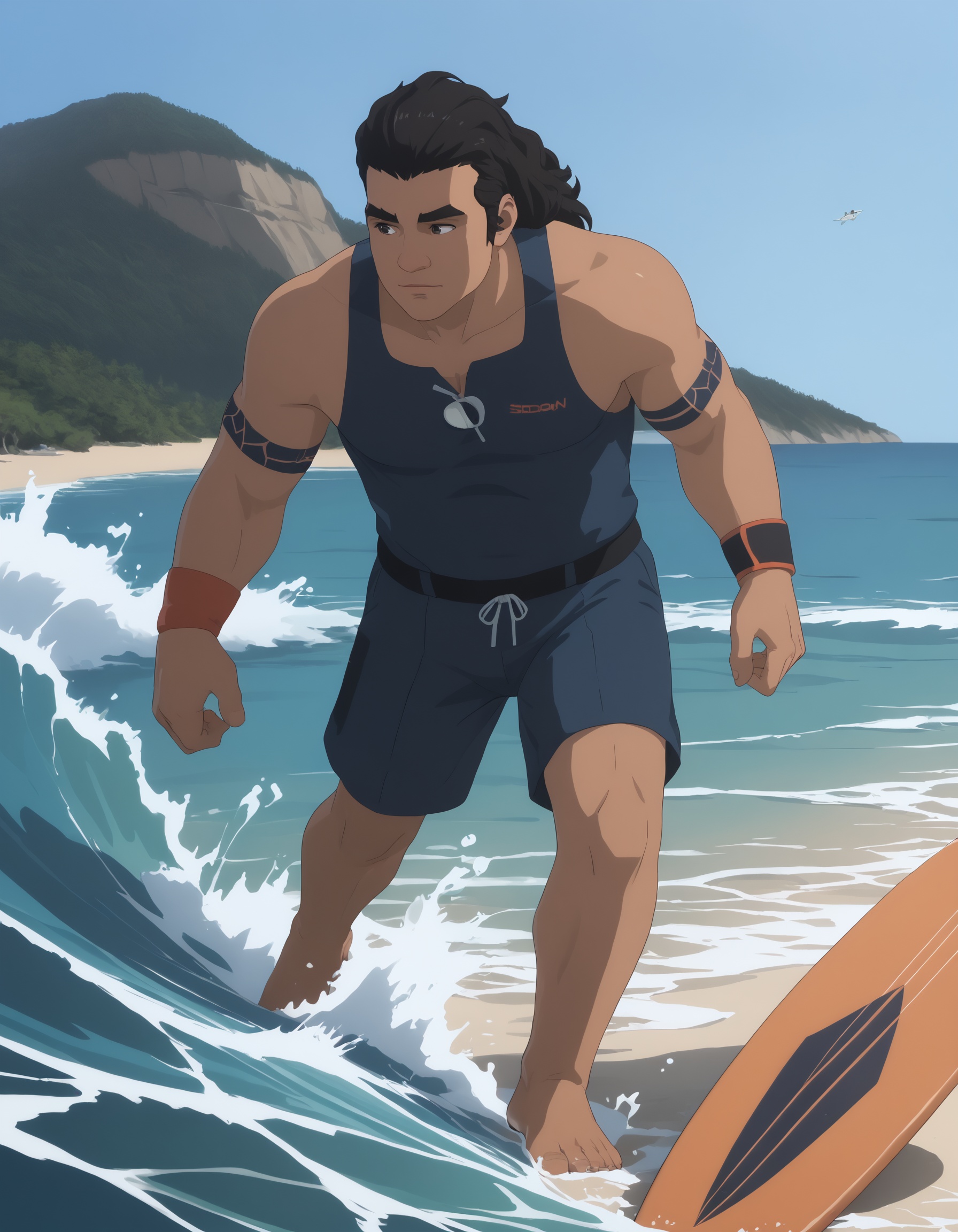 dispatch_royd,  1boy,  surfing on Tensor.Art