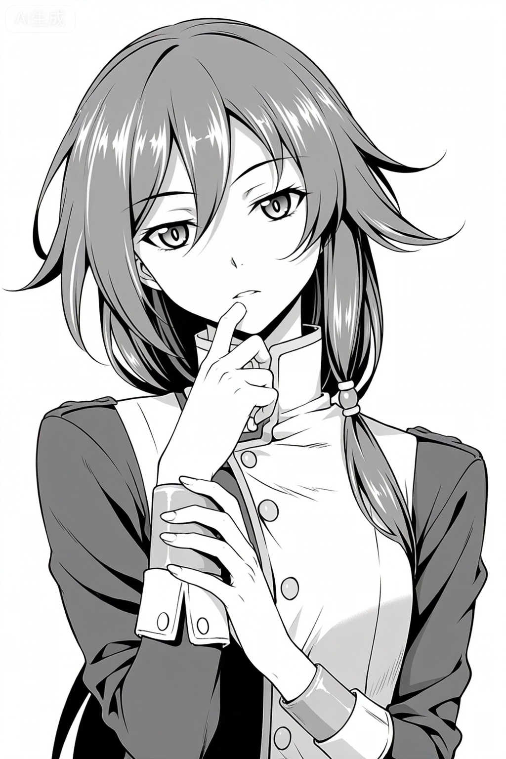 masterpiece, best quality,solo,((white background:1.2)),simple background,, 
looking at viewer,monochrome,greyscale,manga_style,fu hua
