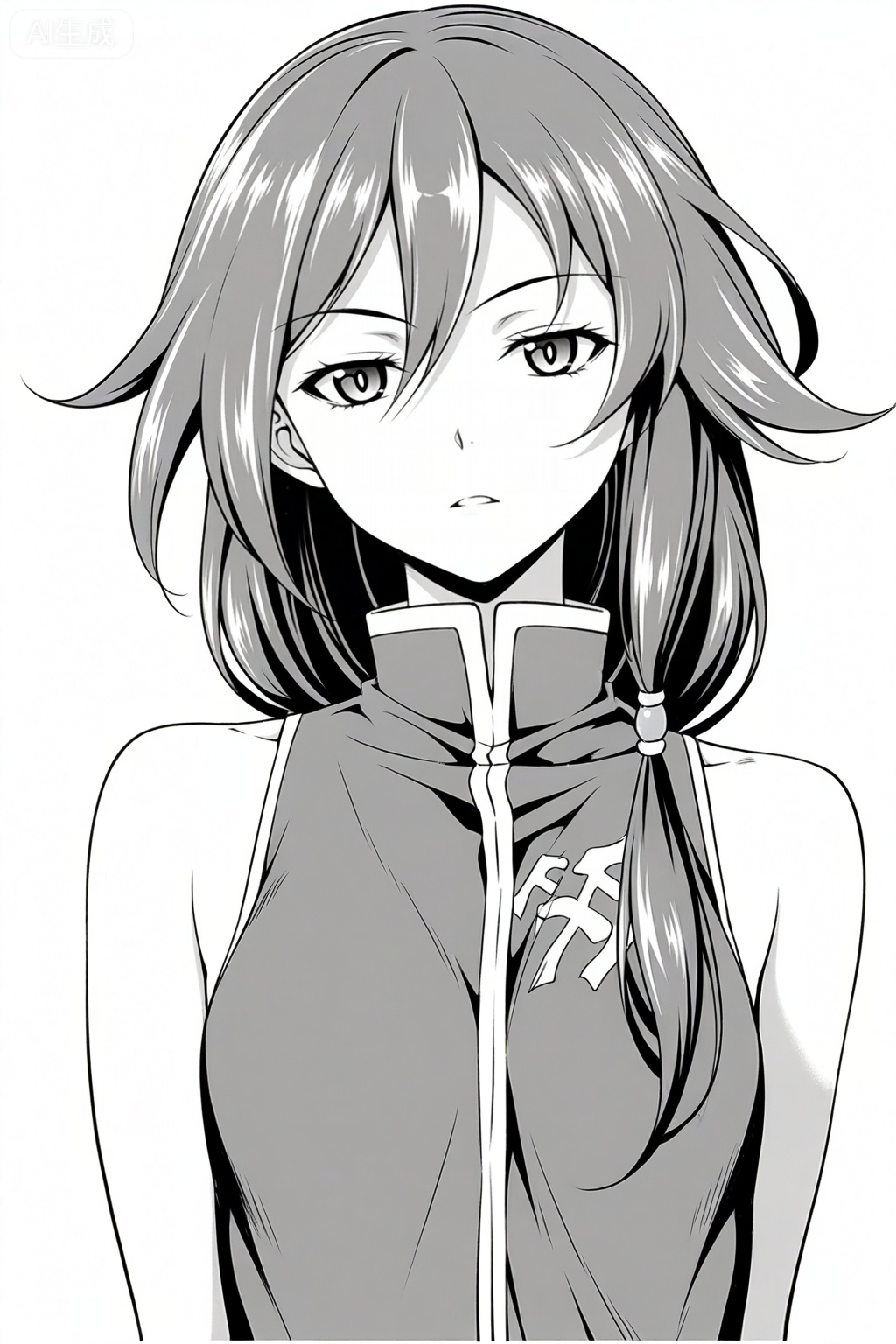 masterpiece, best quality,solo,((white background:1.2)),simple background,, 
looking at viewer,monochrome,greyscale,manga_style,fu hua
