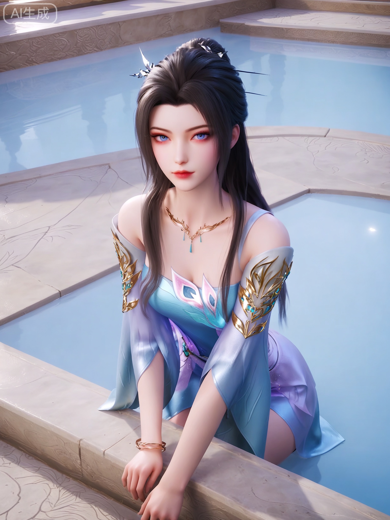 score_9,score_8_up,score_7_up,1girl,solo.looking_at_viewer,realistic,photorealistic,1girl,solo,Vivid Colors,bright environment,shiny skin,shiny hairjewelry,detail eyes,Eyes highlights,extreme detail description,(full body:0.8),light,glowing,sunshine,bright,reflection,bright,sunshine on face,shiny,shinny,petite,thin,leg slimming,lose weight,slim hips,lakeside,delicate water,reflection,sitting_down,eyelashes,black-hair