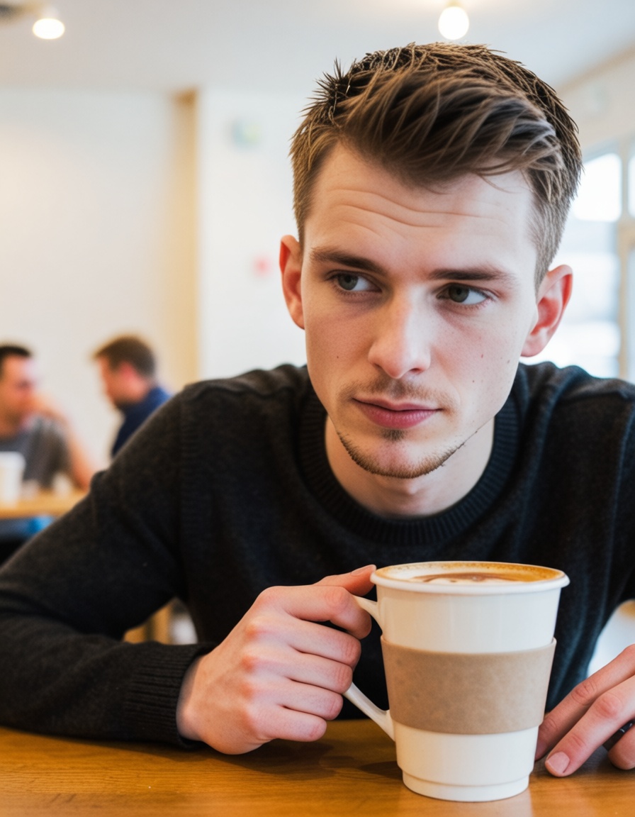 ehbokeh5,  man in the cafeteria having a coffe on Tensor.Art