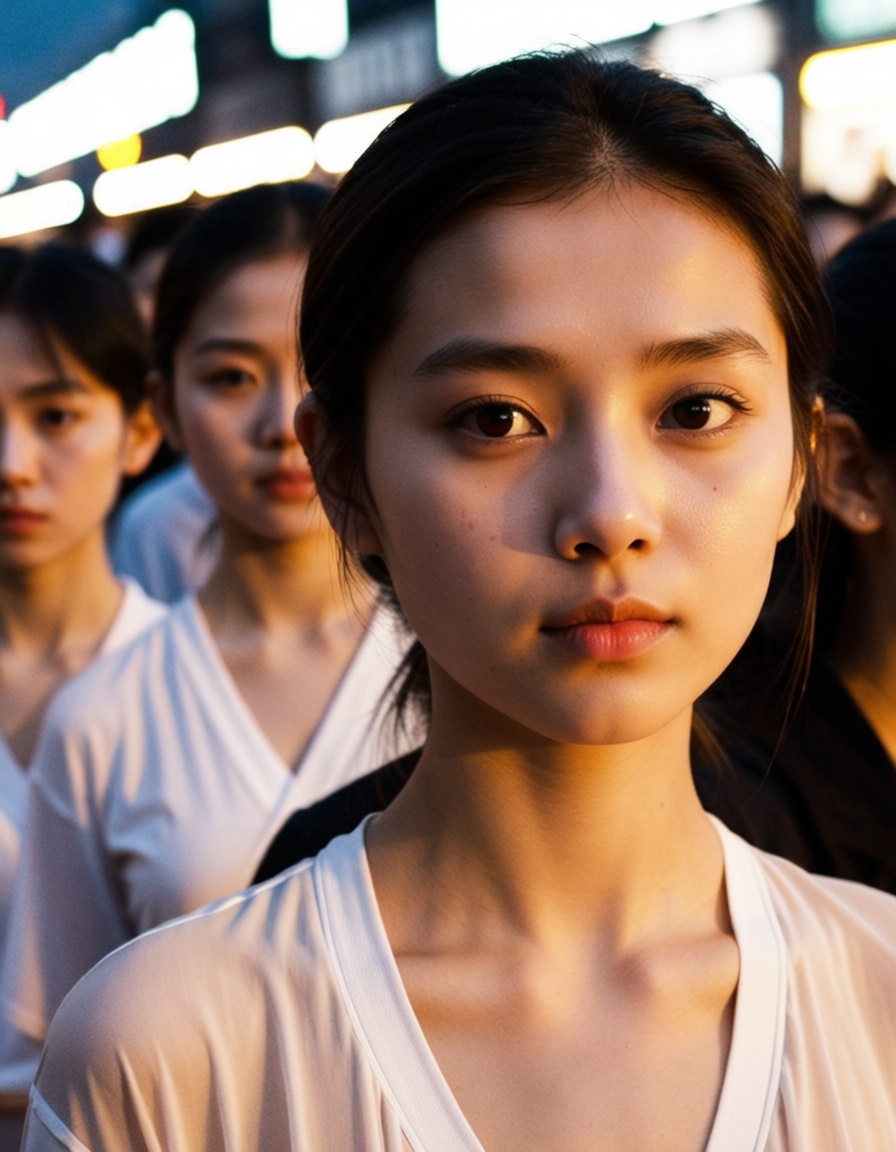 ehsoftlight4,  a girl looking at you,  crowd people on Tensor.Art
