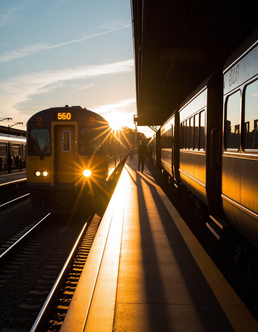 ehgoldenhour3,  train arriving at station on Tensor.Art