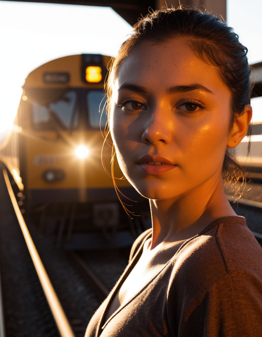 ehgoldenhour,  train arriving at station on Tensor.Art