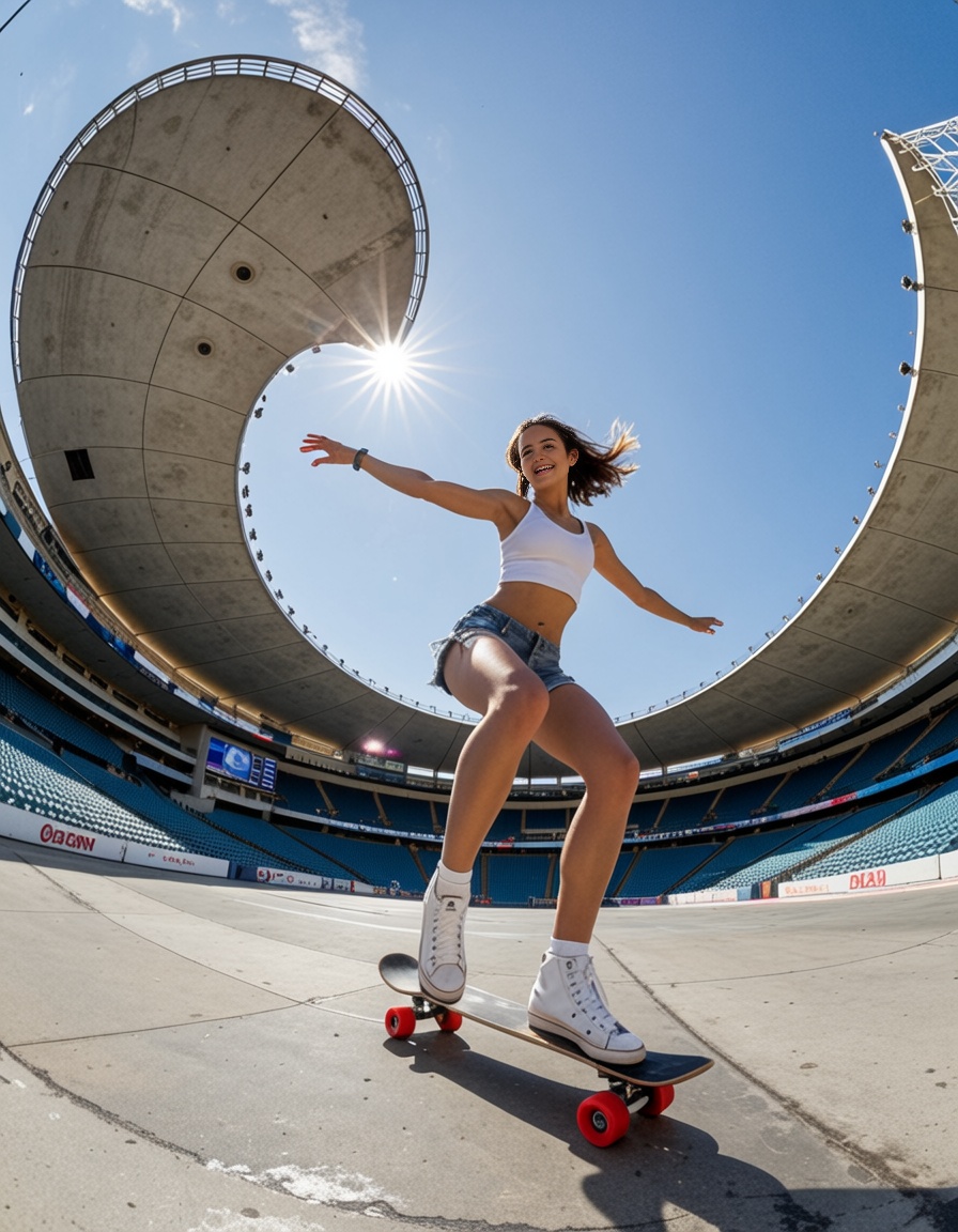 eh360photography,  skater girl in middair with her skate on Tensor.Art
