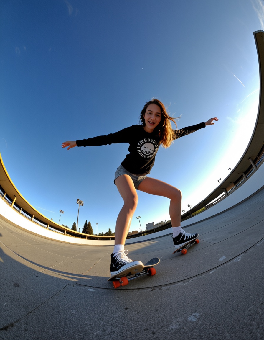 eh360photography,  skater girl in middair with her skate on Tensor.Art
