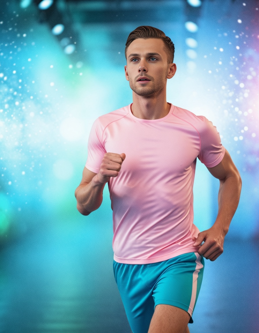 man running in sportwear,  outdoors,  ehadlighting on Tensor.Art