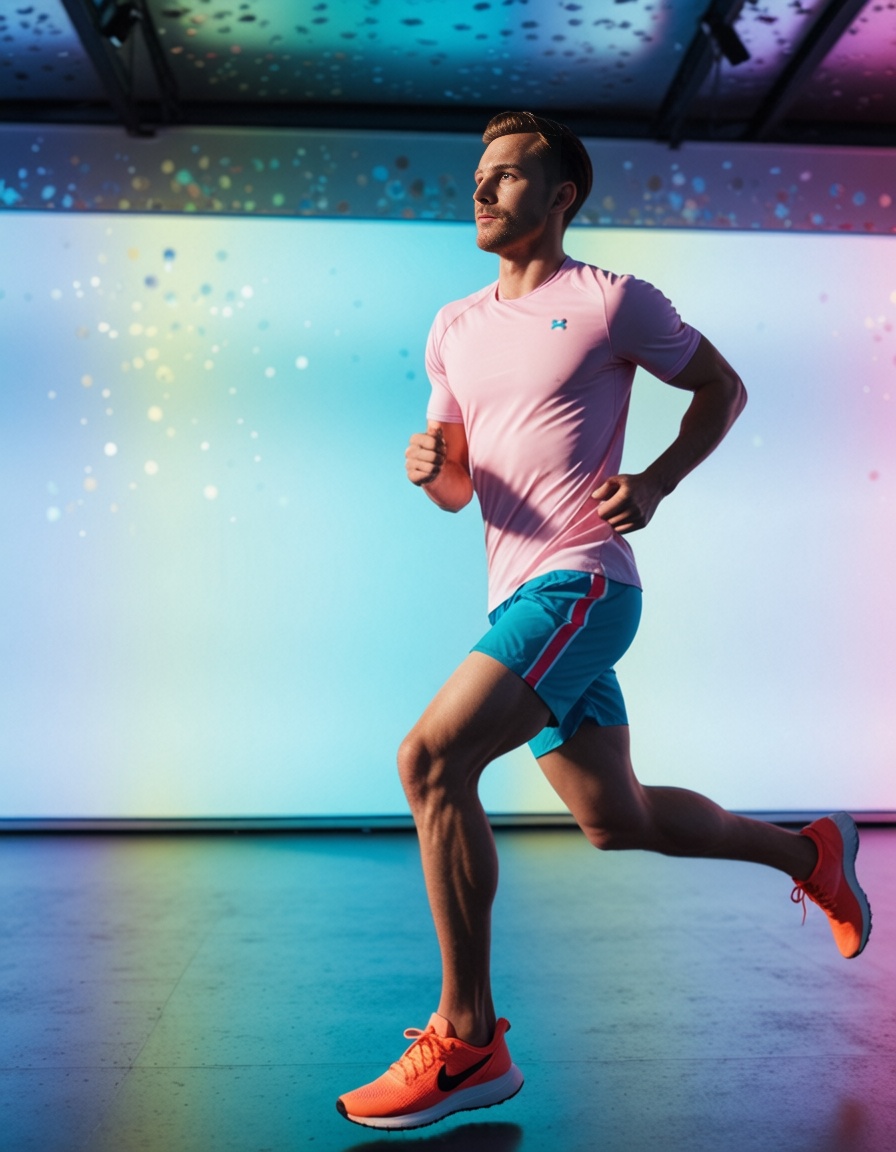 man running in sportwear,  ehadlighting on Tensor.Art