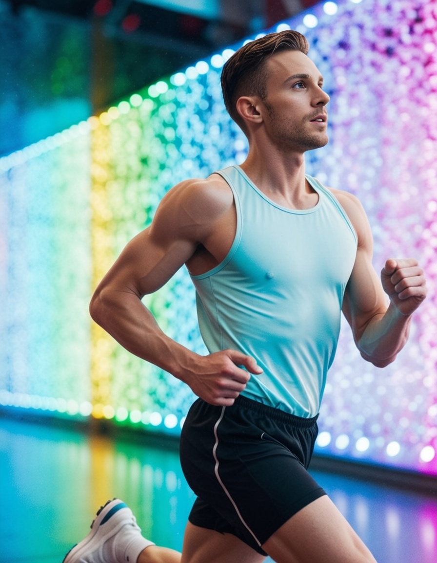 man running in sportwear,  outdoors,  ehadlighting on Tensor.Art