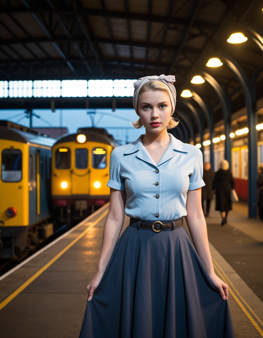 ehcinematic,  photo 50s style of a blonde woman,  with Flaunting The Flip Haircut on Tensor.Art