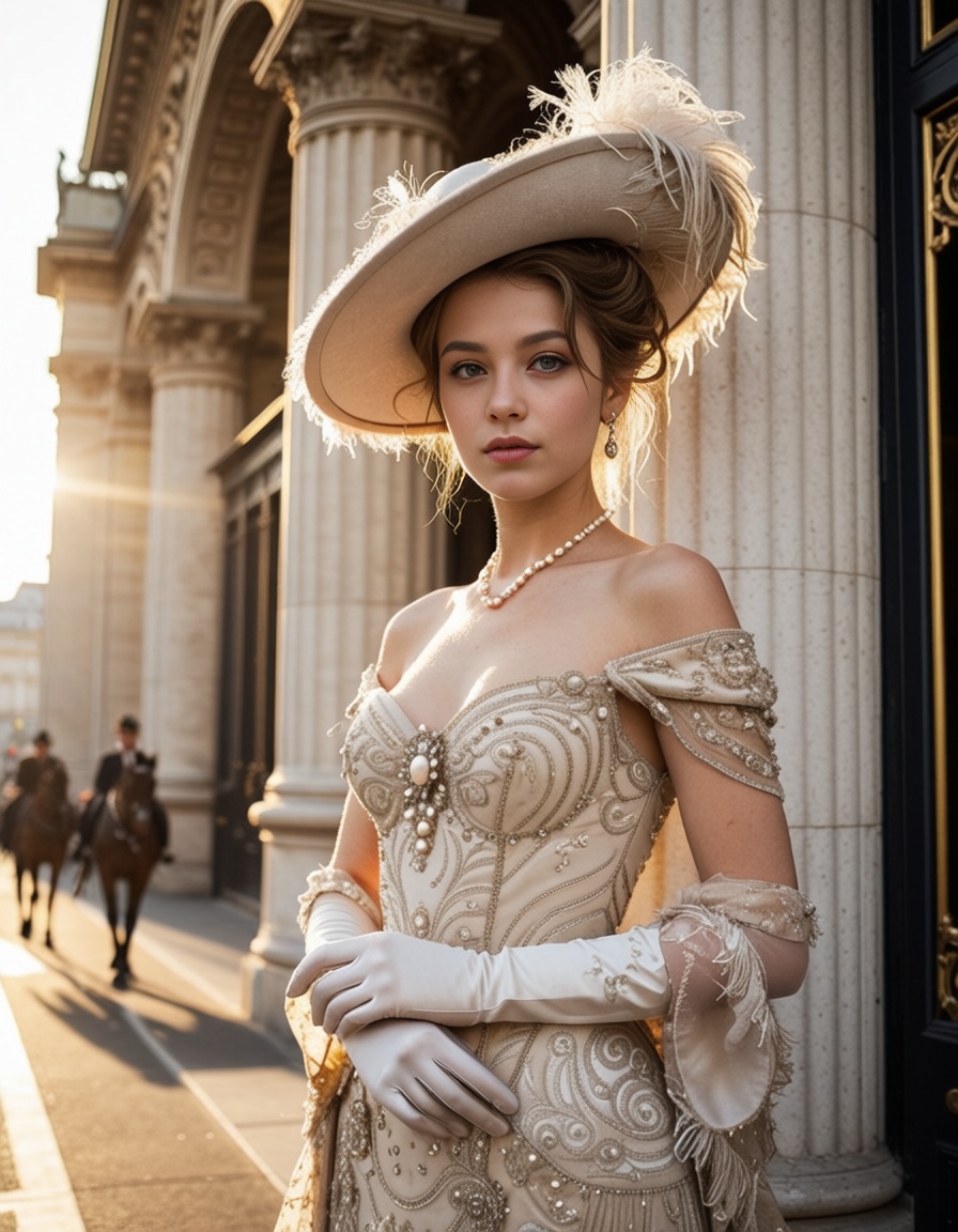 ehcinematic,  portrait of a stunning young woman in Belle Époque Paris,  circa 1900 on Tensor.Art