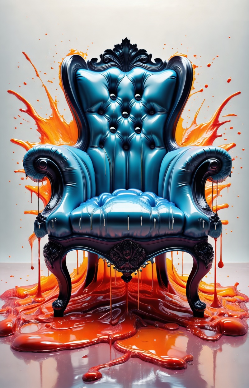 Chair melting,  object dripping,  fluid transformation on Tensor.Art
