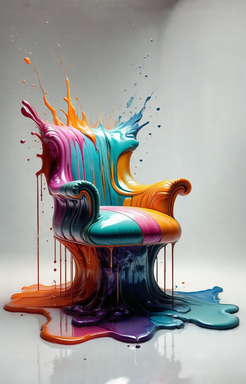 Chair melting,  object dripping,  fluid transformation on Tensor.Art