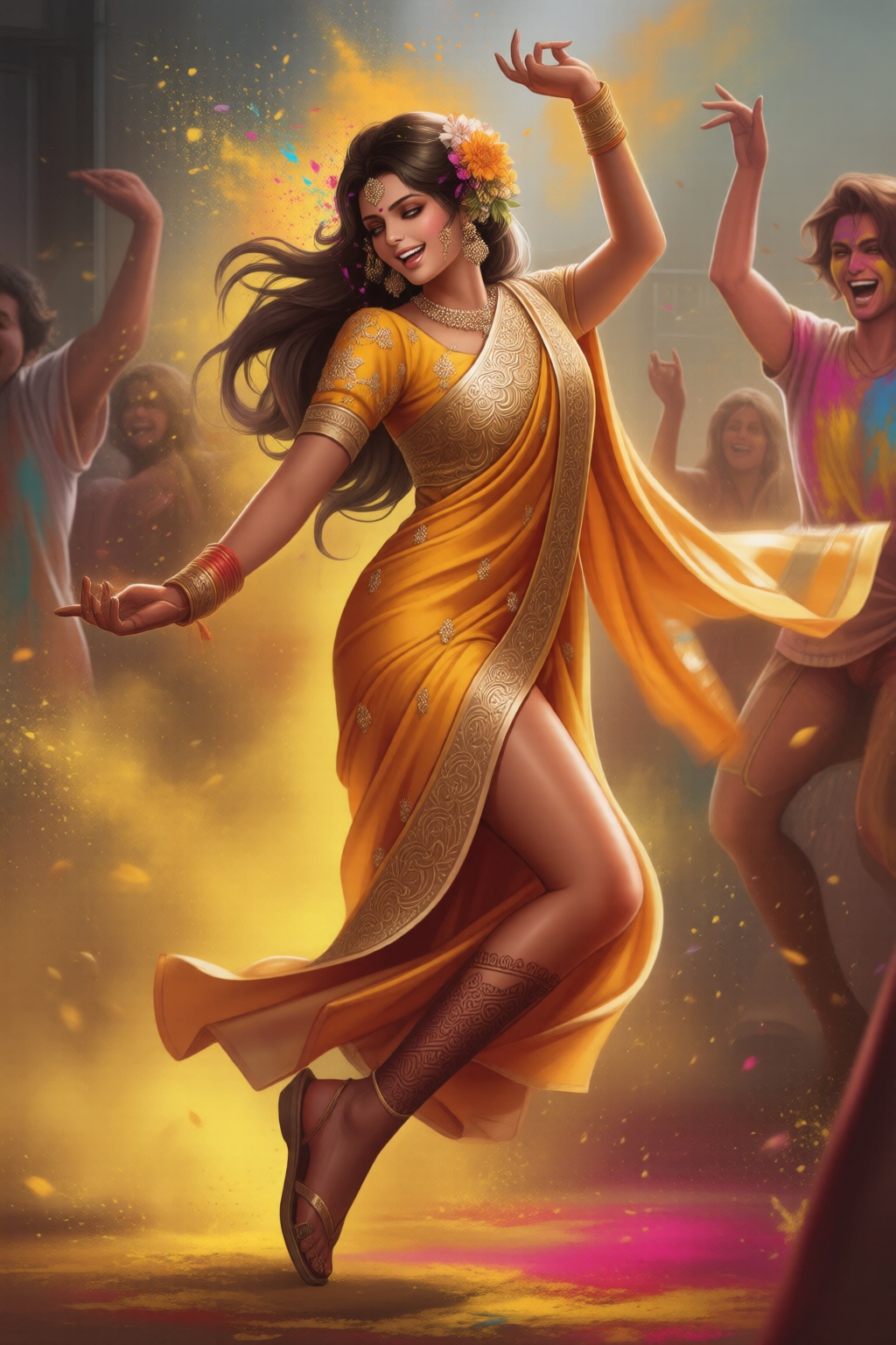 D@nt3W0ntD13,  In the midst of a vibrant Holi celebration,  a young on Tensor.Art