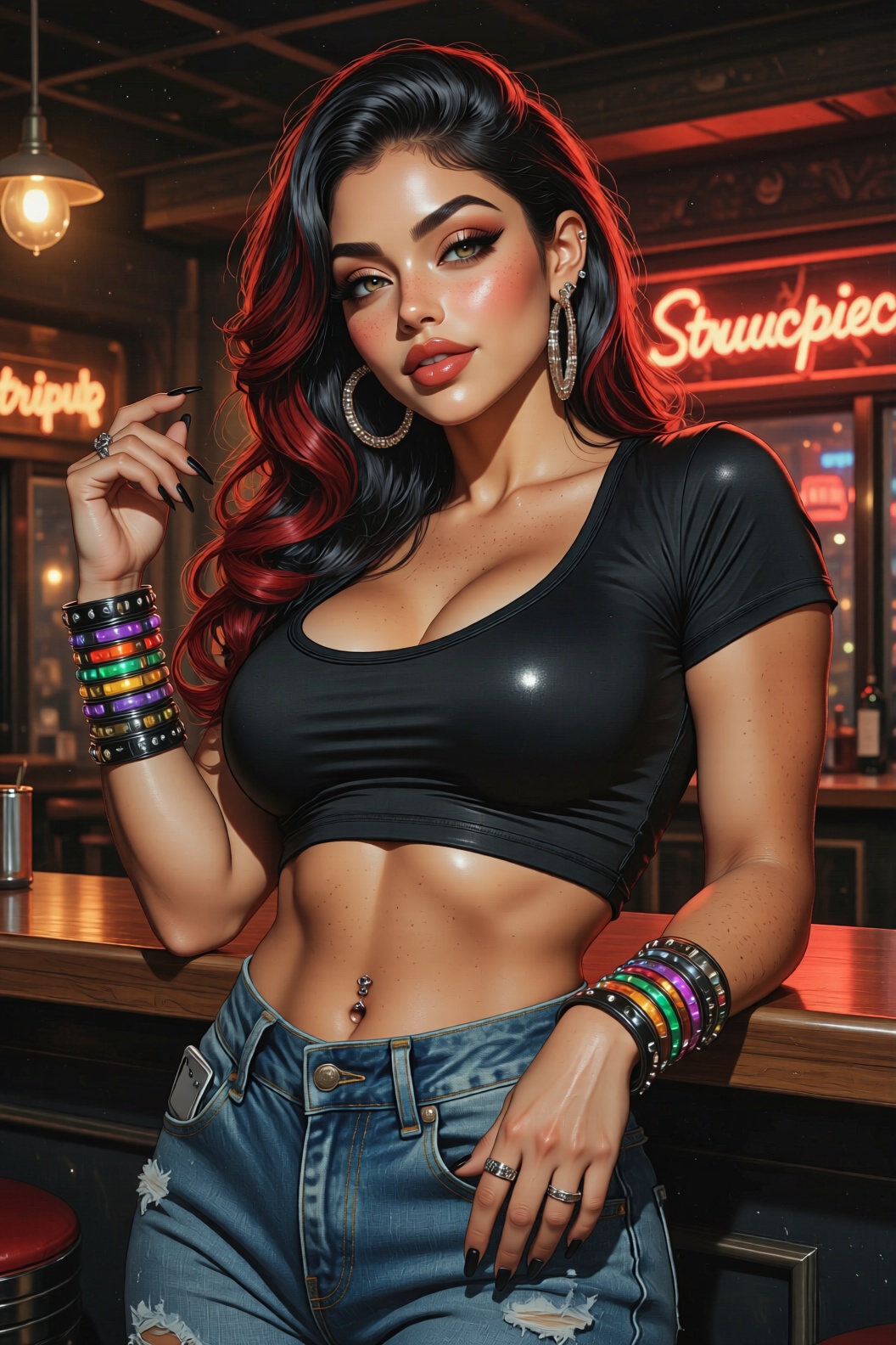 Masterpiece shot on iPhone 15 captures an ultra-detailed,  photorealistic moment of a gorgeous Latina-Indian mom,  (45 yea...