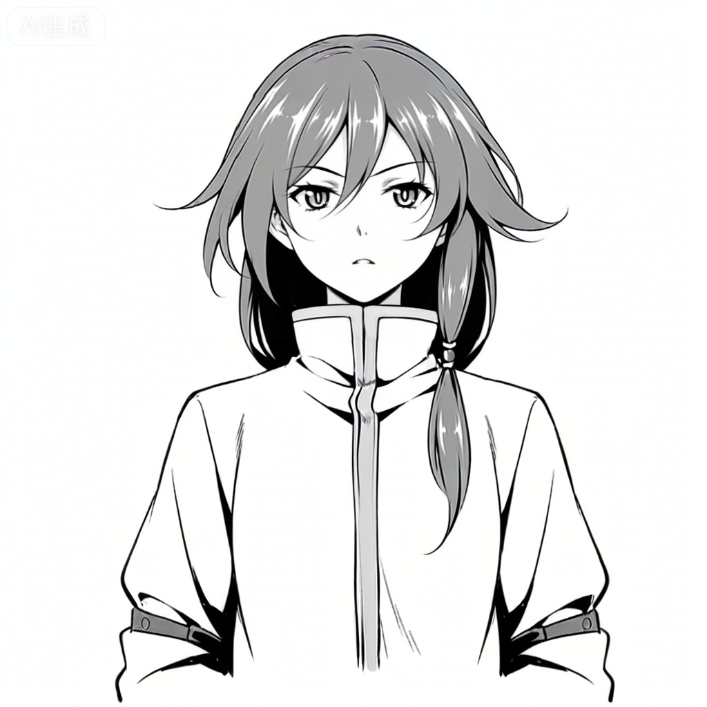 masterpiece, best quality,solo,((white background:1.2)),simple background,, 
looking at viewer,monochrome,greyscale,manga_style,fu hua
