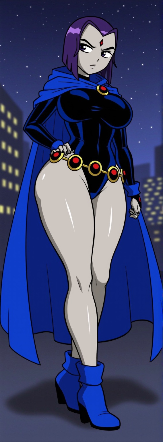 This image depicts Raven from the 733N 7174N5 series. Raven has a pale greyish skin,  purple hair,  purple eyes and a red...