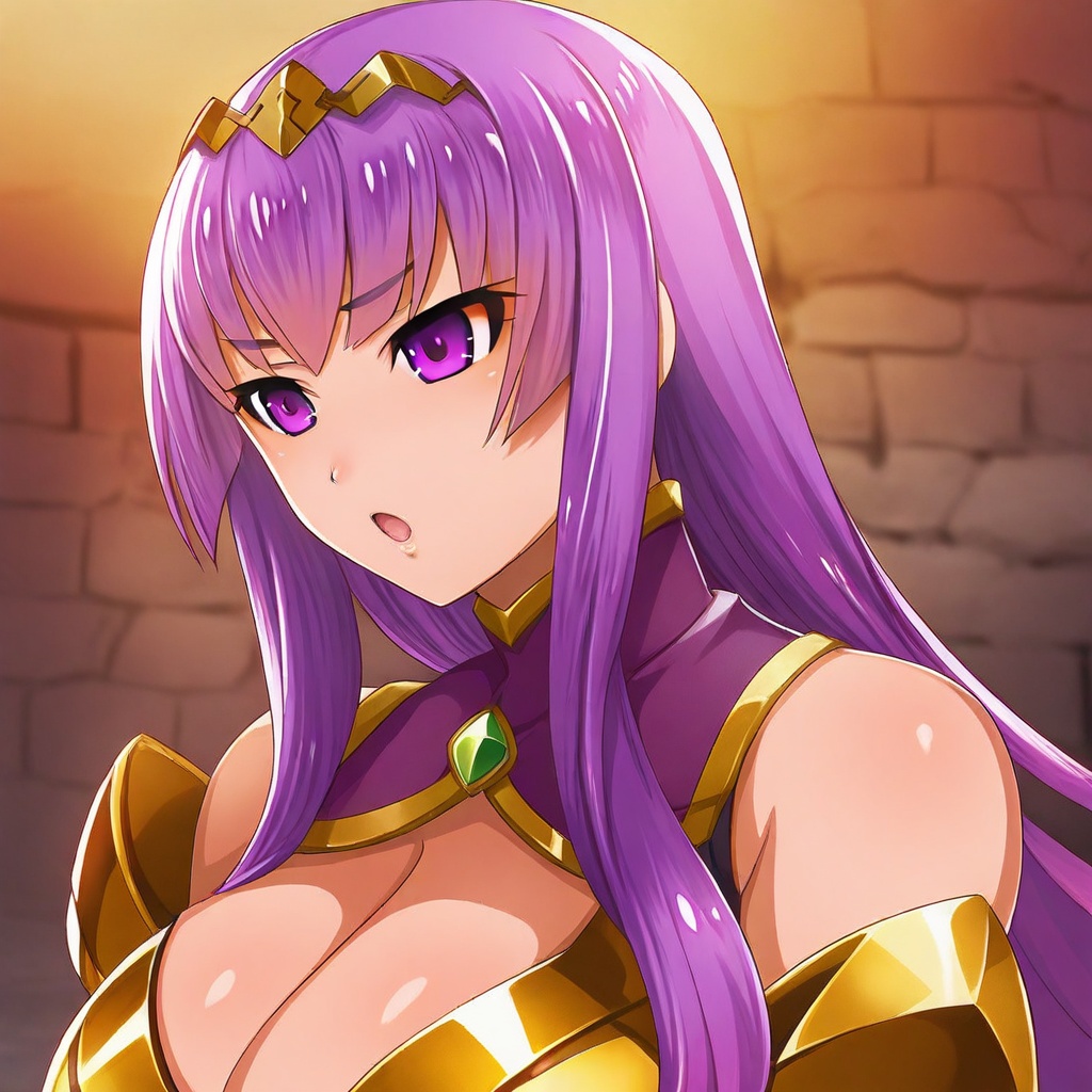 claudette (queen's blade unlimited),  purple eyes,  purple hair on Tensor.Art
