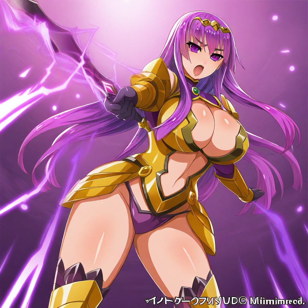 claudette (queen's blade unlimited),  purple eyes,  purple hair on Tensor.Art