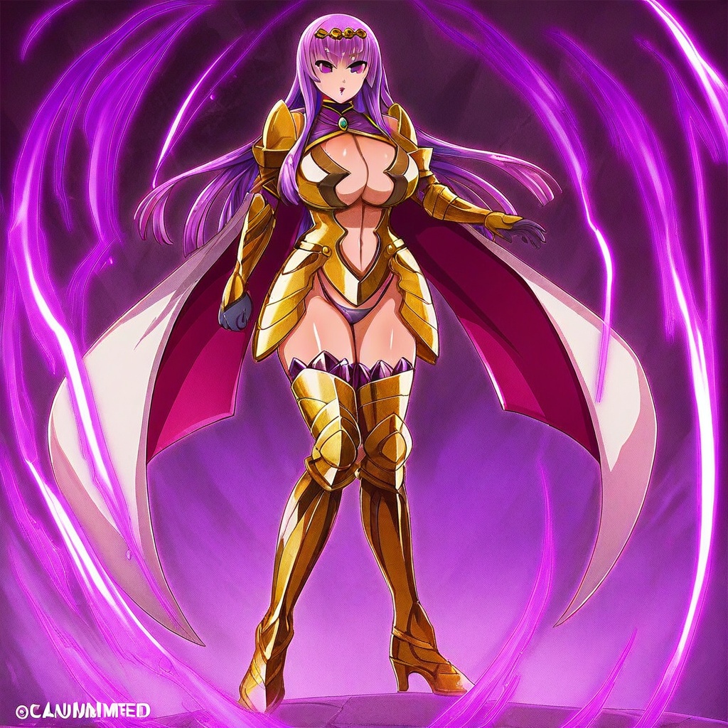 claudette (queen's blade unlimited),  purple eyes,  purple hair on Tensor.Art