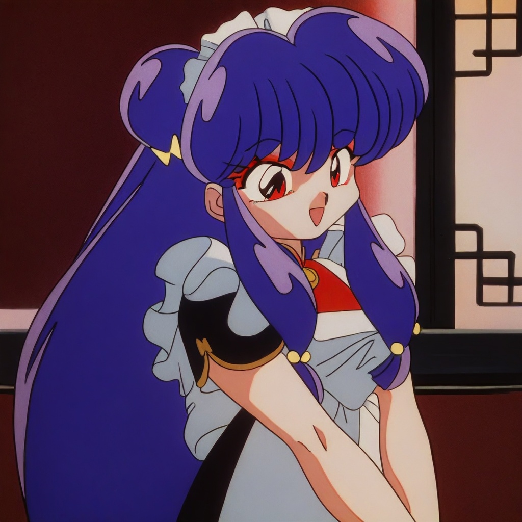 sampoohova,  red eyes,  purple hair on Tensor.Art