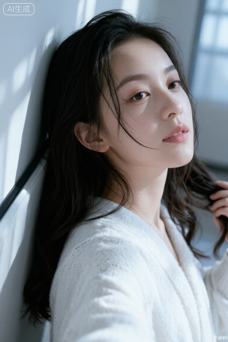 一张极其平凡无奇的iphone自拍照,没有明确的主体或构图感,就是随手一拍的快照。照片略带运动模糊,阳光或室内打光不均匀导致的轻微曝光过度,xhs美女,瓜子脸,尖下巴,空灵感,自然感,白月光感,潮湿,,疲惫回头撩发,冷白皮
