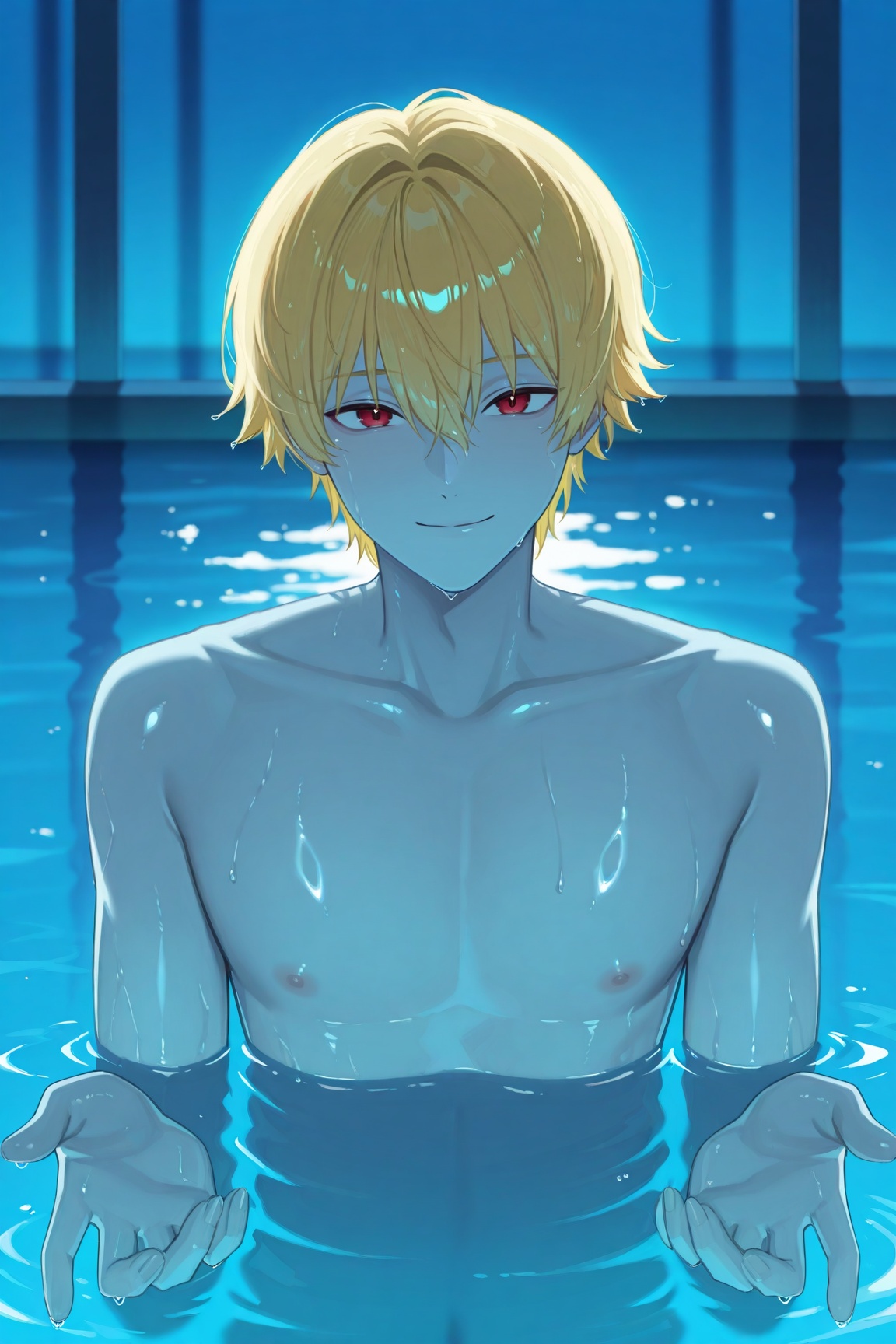 rockhw,  blonde hair,  red eyes teach on Tensor.Art