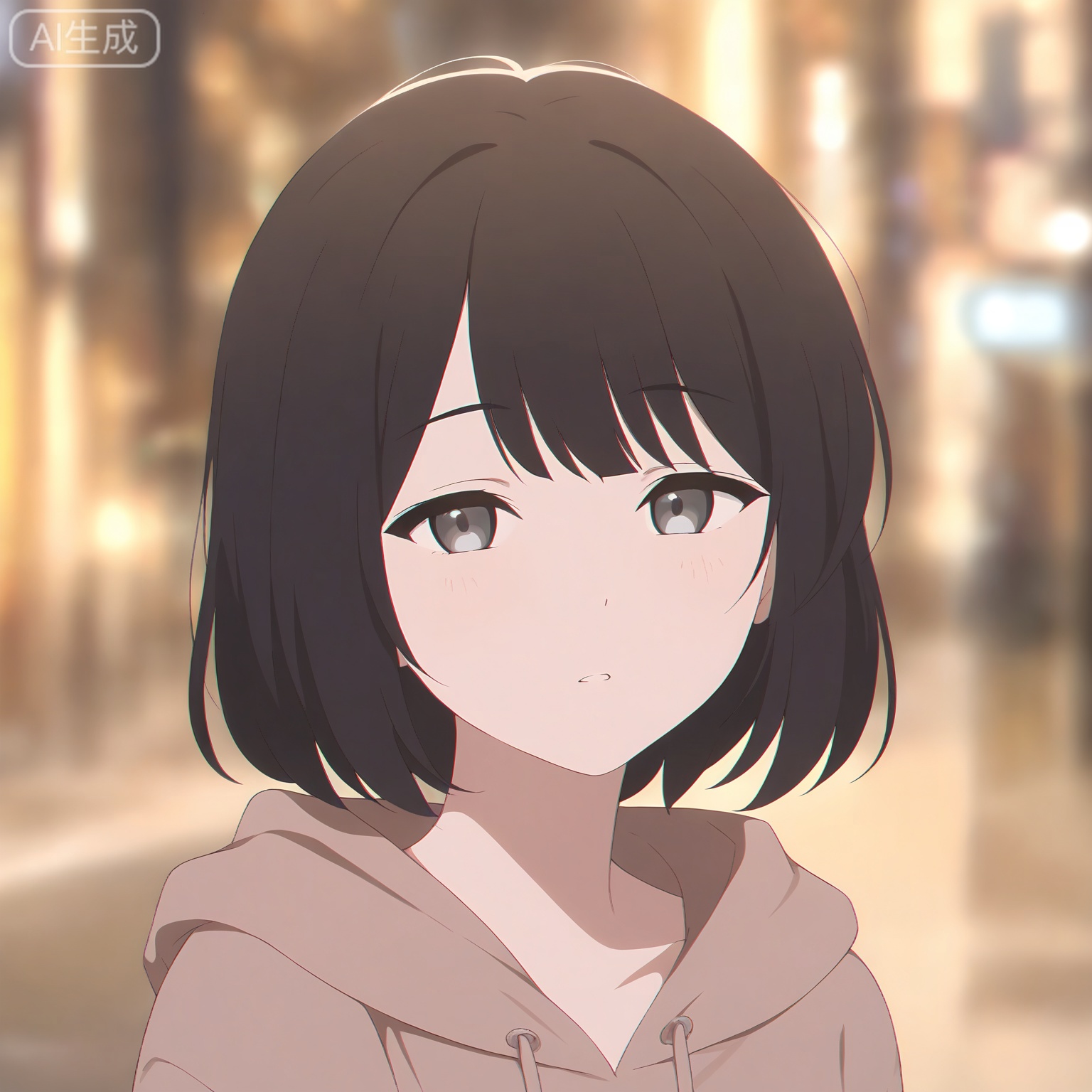 1girl, solo,
young_girl,
short_hair, black_hair, grey_eyes,
upper_body, portrait, head_and_shoulders,
hoodie, casual_style,
looking_at_viewer, relaxed_expression,
city_background, street,
natural_light,
depth_of_field, blurry_background,
anime_style, high_detail, masterpiece