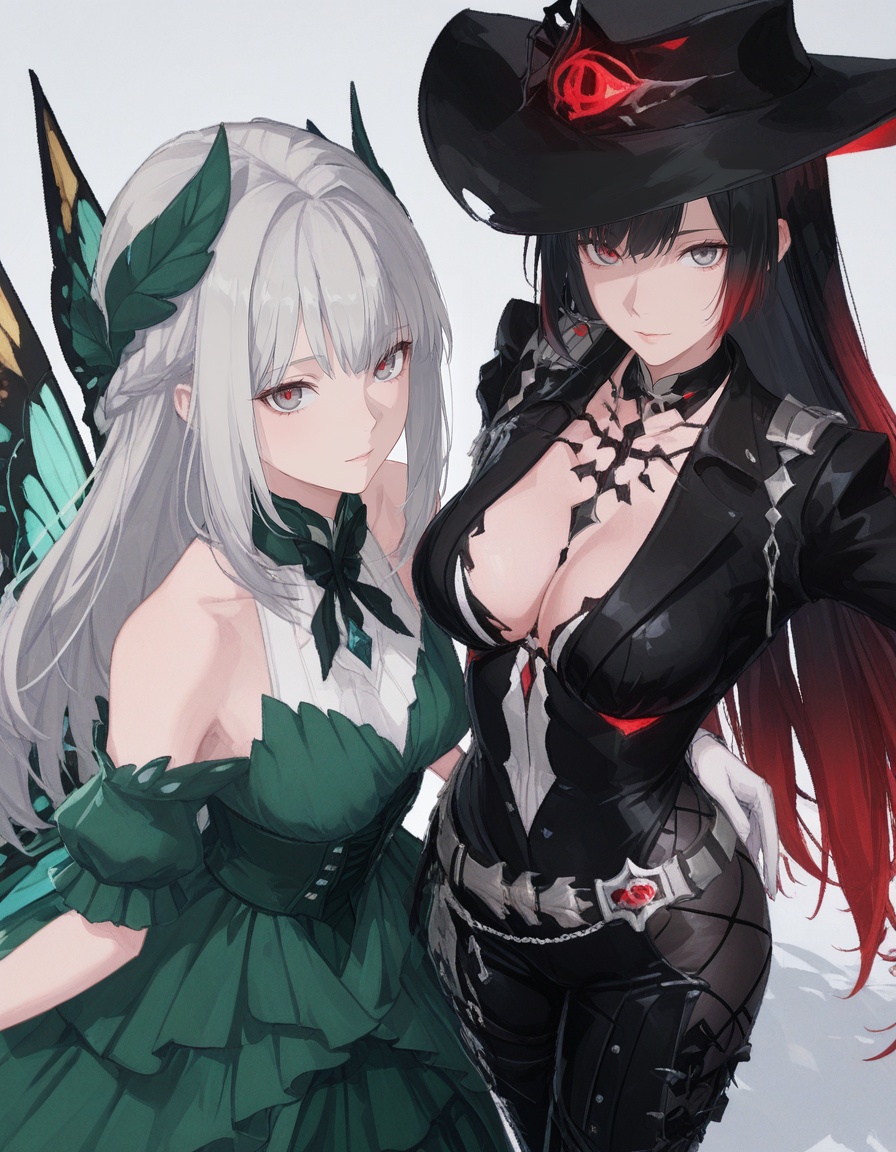2girls,  looking at viewer,  cowboy shot on Tensor.Art