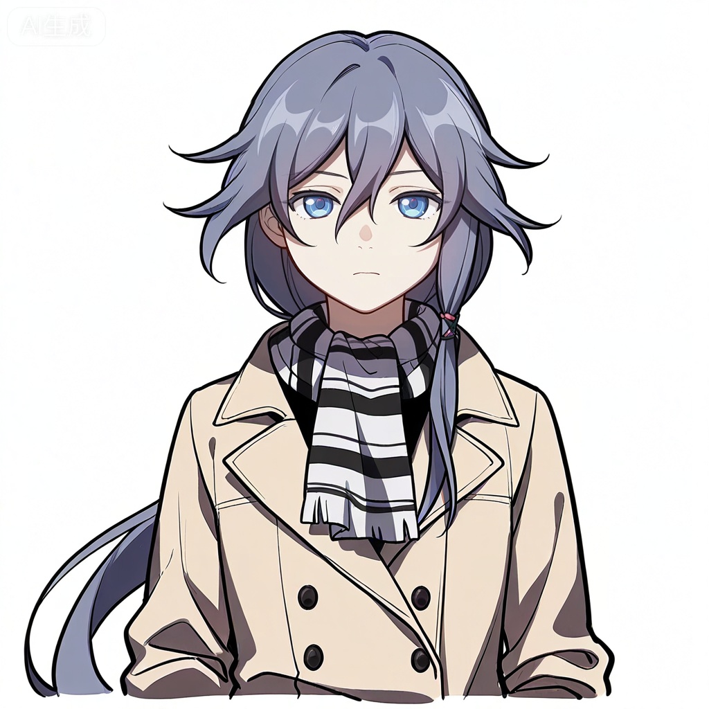 masterpiece, best quality,solo,((white background:1.2)),simple background,, 
looking at viewer,manga_style,fu hua,coat,jacket,black legwear,boots,double-breasted,knee boots,lace-up boots,black footwear,checkered scarf