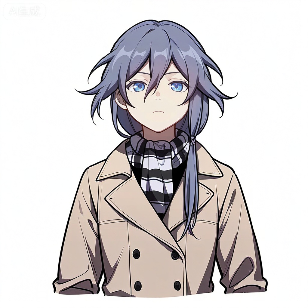 masterpiece, best quality,solo,((white background:1.2)),simple background,, 
looking at viewer,manga_style,fu hua,coat,jacket,black legwear,boots,double-breasted,knee boots,lace-up boots,black footwear,checkered scarf