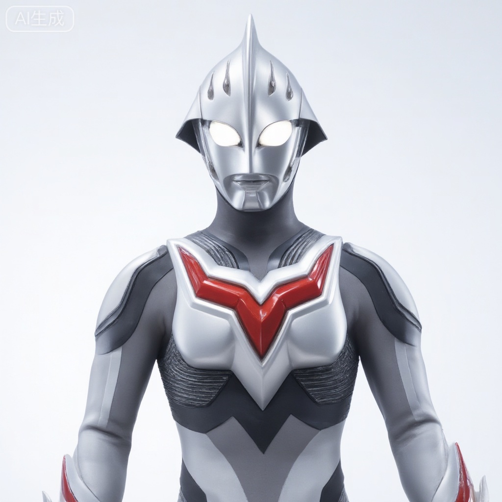 masterpiece, best quality,solo,white background,simple_background,ultraman,white bodysuit,white gloves,legwear,gloves,boots,cover,mask,plugsuit,armor,bodysuit,black pattern on body,grey pattern on body,white tight-fitting,white footwear,helmet,leather suit,latex,tokusatsu,no humans,science fiction,silver head,hard mask,no smile,no eyes,no nose,silver rubber bodysuit with grey line and black line