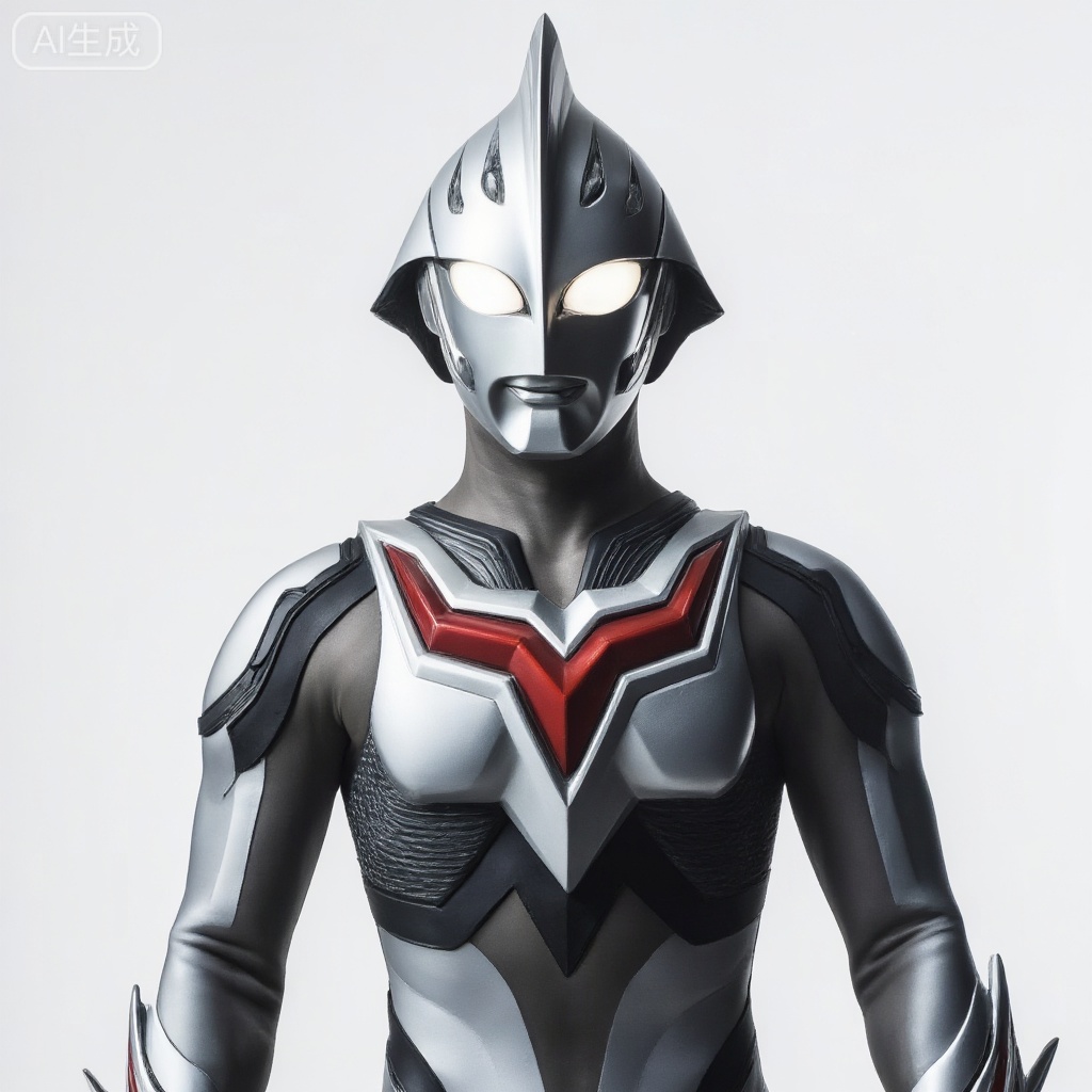 masterpiece, best quality,solo,white background,simple_background,ultraman,white bodysuit,white gloves,legwear,gloves,boots,cover,mask,plugsuit,armor,bodysuit,black pattern on body,grey pattern on body,white tight-fitting,white footwear,helmet,leather suit,latex,tokusatsu,no humans,science fiction,silver head,hard mask,no smile,no eyes,no nose,silver rubber bodysuit with grey line and black line