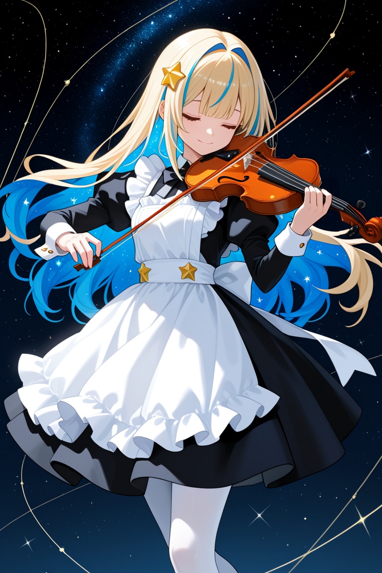 blue hair,  blonde hair,  music on Tensor.Art