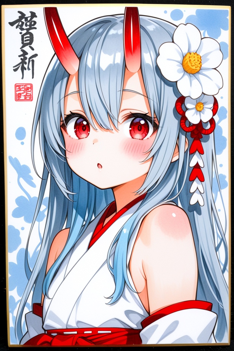 hair between eyes,  blue hair,  hair flower on Tensor.Art