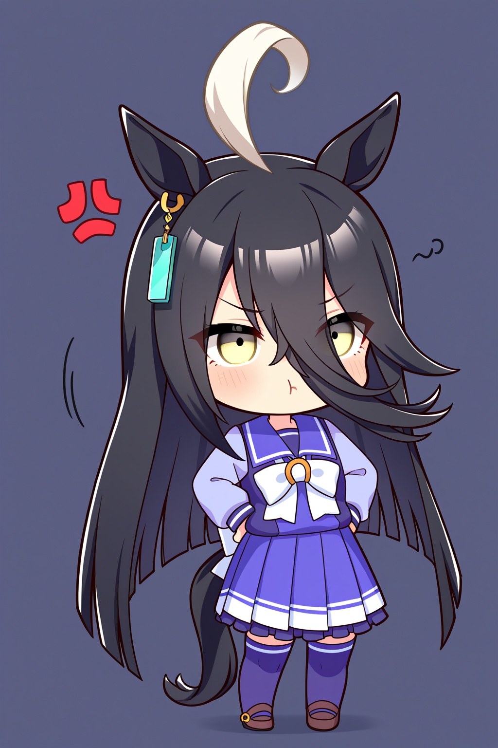 purple shirt,  white hair,  chibi on Tensor.Art