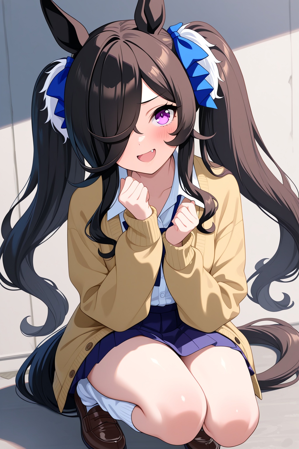 socks,  hair over one eye,  gyaru on Tensor.Art