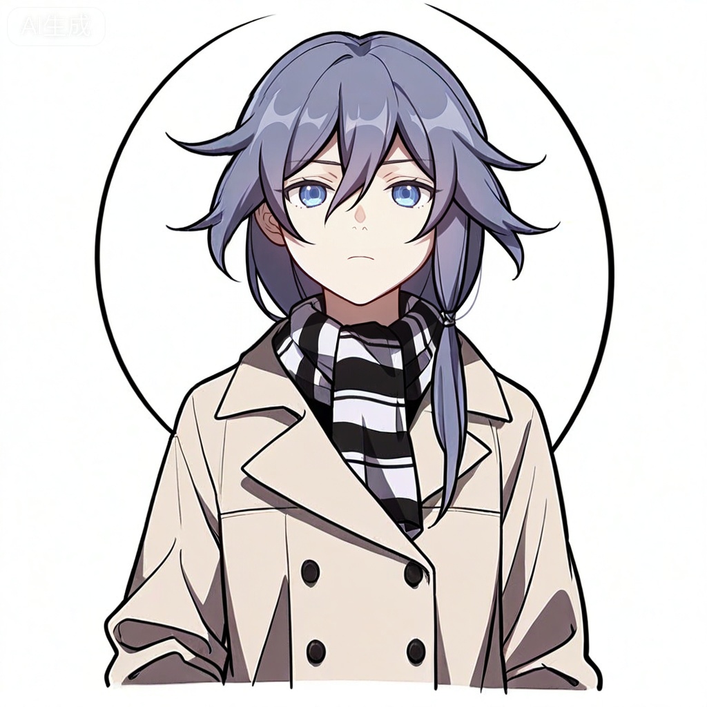 masterpiece, best quality,solo,((white background:1.2)),simple background,, 
looking at viewer,manga_style,fu hua,coat,jacket,black legwear,boots,double-breasted,knee boots,lace-up boots,black footwear,checkered scarf
