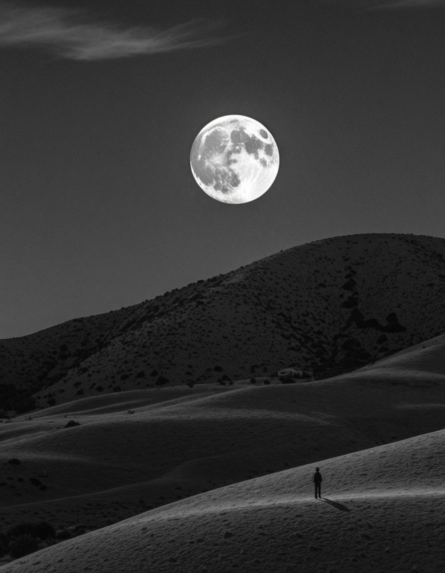 ehansel,  moonrise over hernandez,  tiny figure in foreground on Tensor.Art
