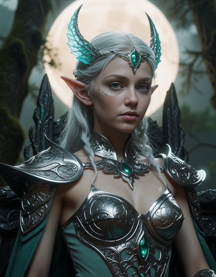 ehmidjourney2,  1girl,  ethereal elven queen on crystal throne on Tensor.Art