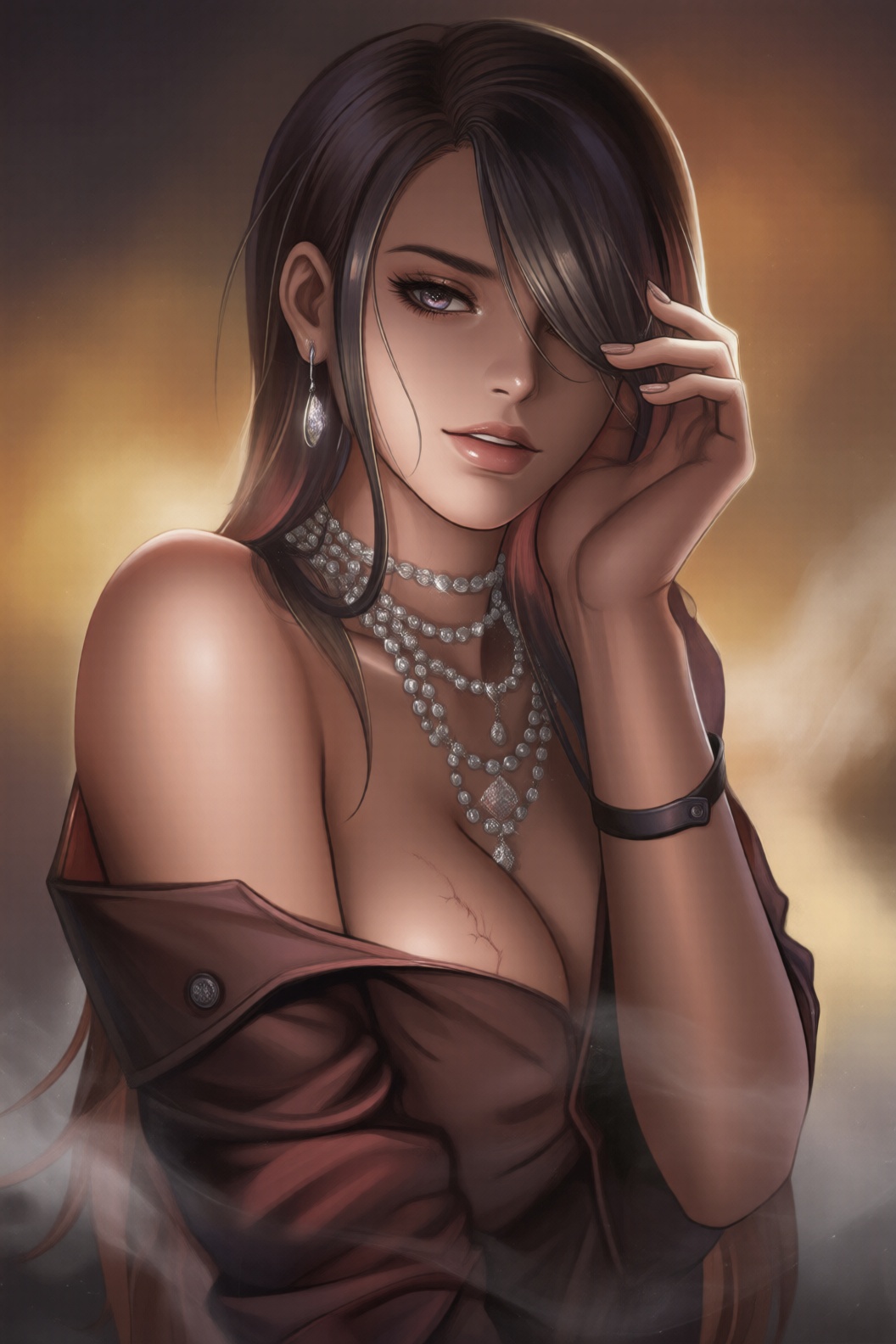 D@nt3W0ntD13,  Create a masterpiece image of a seductive woman with a wavy cut,  her long on Tensor.Art