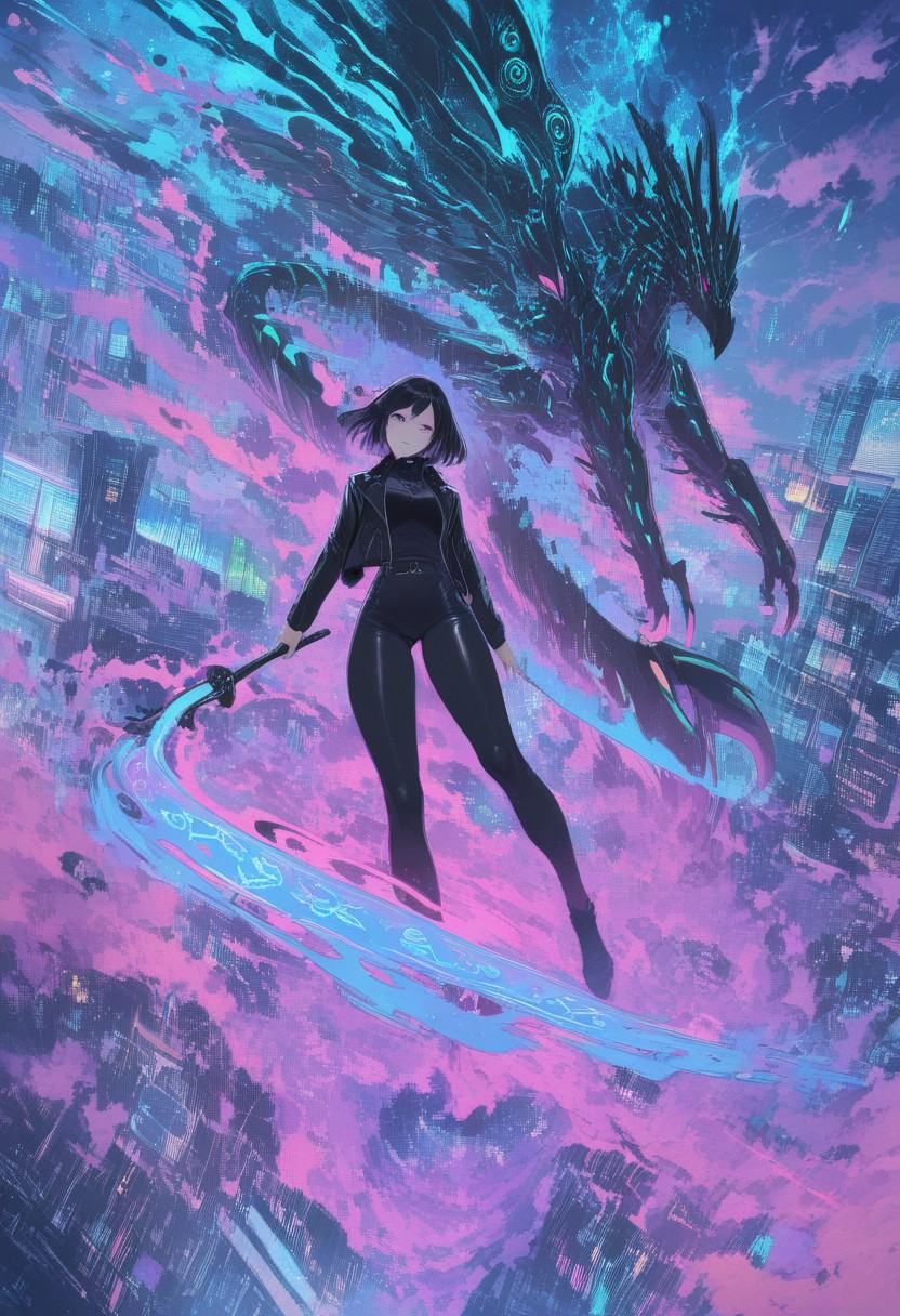 floating through the air above a futuristic city,  holding a holographic scepter ,  male focus on Tensor.Art