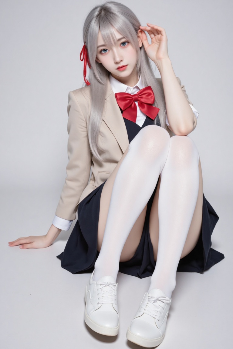 alisa mikhailovna kujou,  blue eyes,  silver hair on Tensor.Art