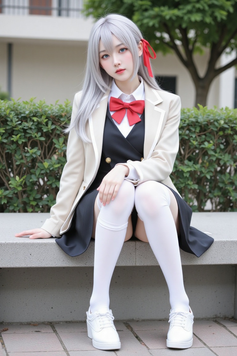 alisa mikhailovna kujou,  blue eyes,  silver hair on Tensor.Art
