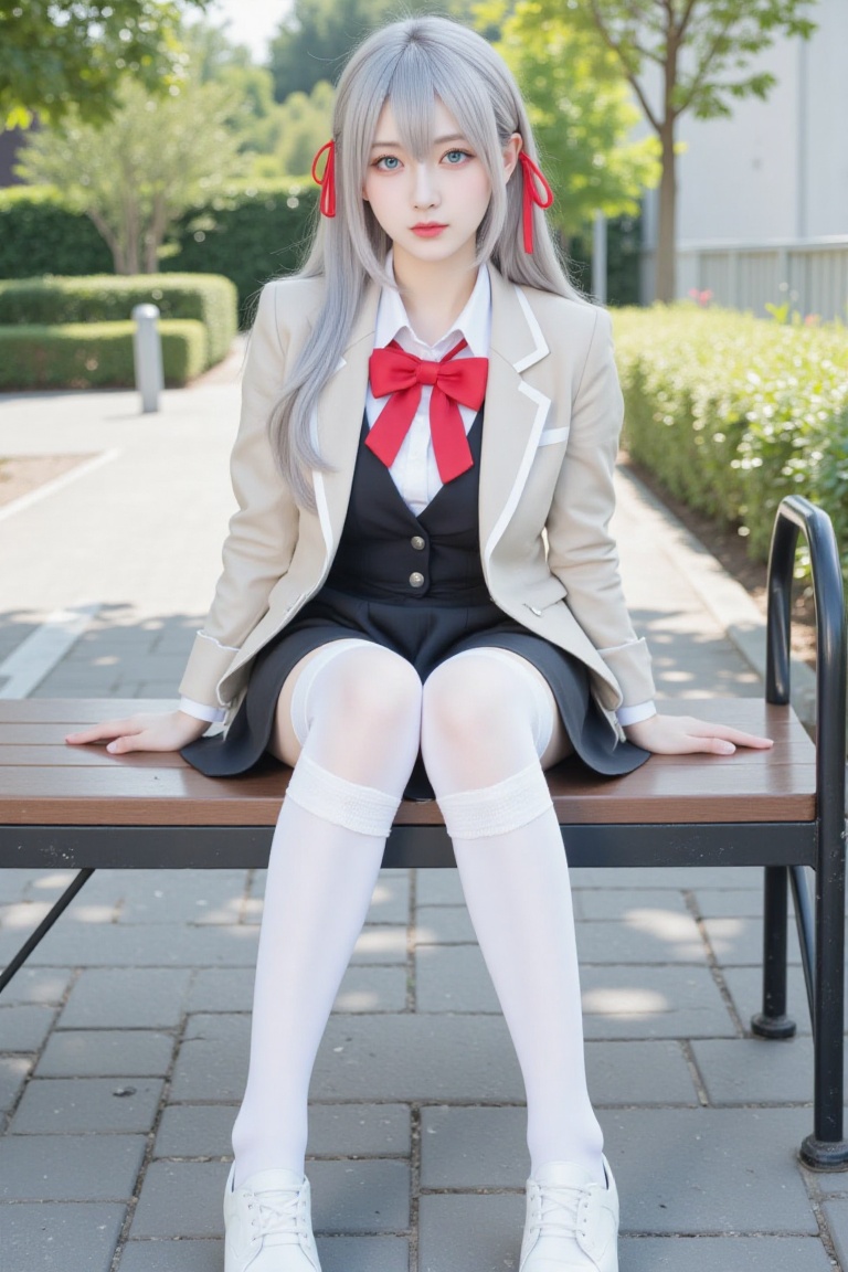 alisa mikhailovna kujou,  blue eyes,  silver hair on Tensor.Art