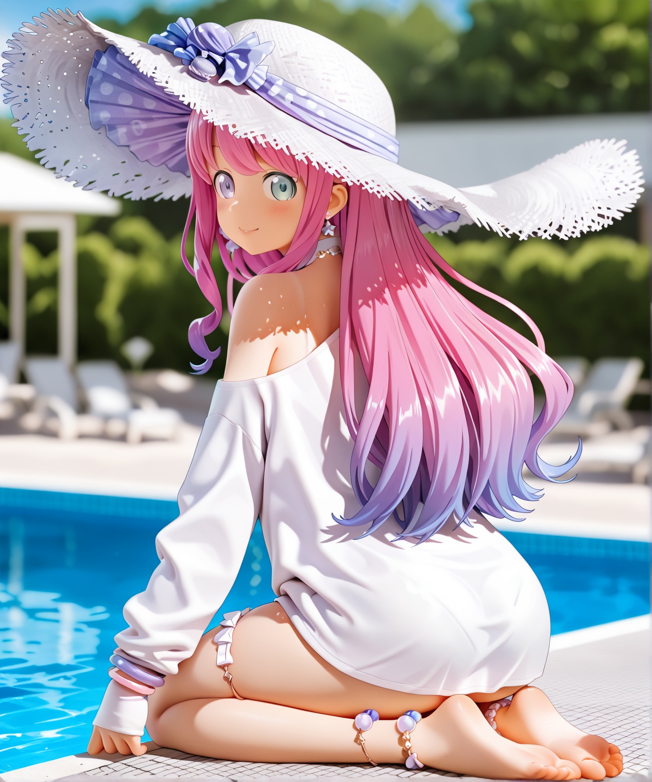 outdoors,  pool,  sunlight on Tensor.Art