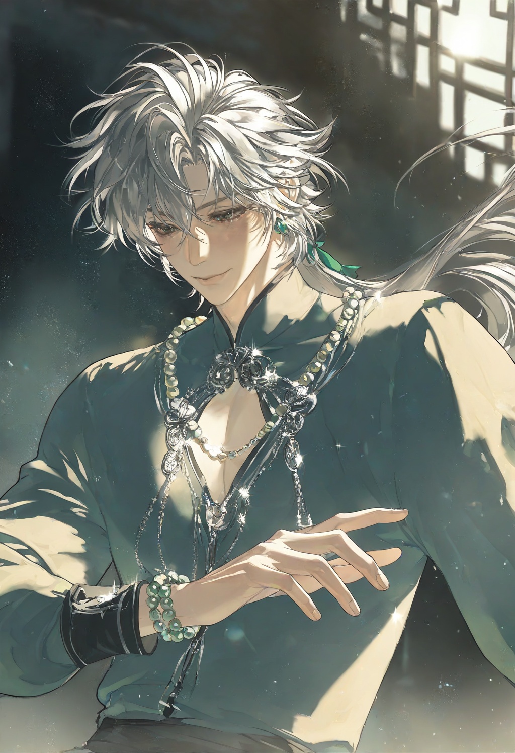 solo,  long hair,  smile on Tensor.Art